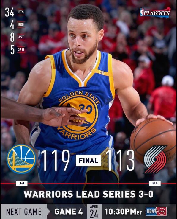 上海队横扫勇士，麦科勒姆刷新纪录